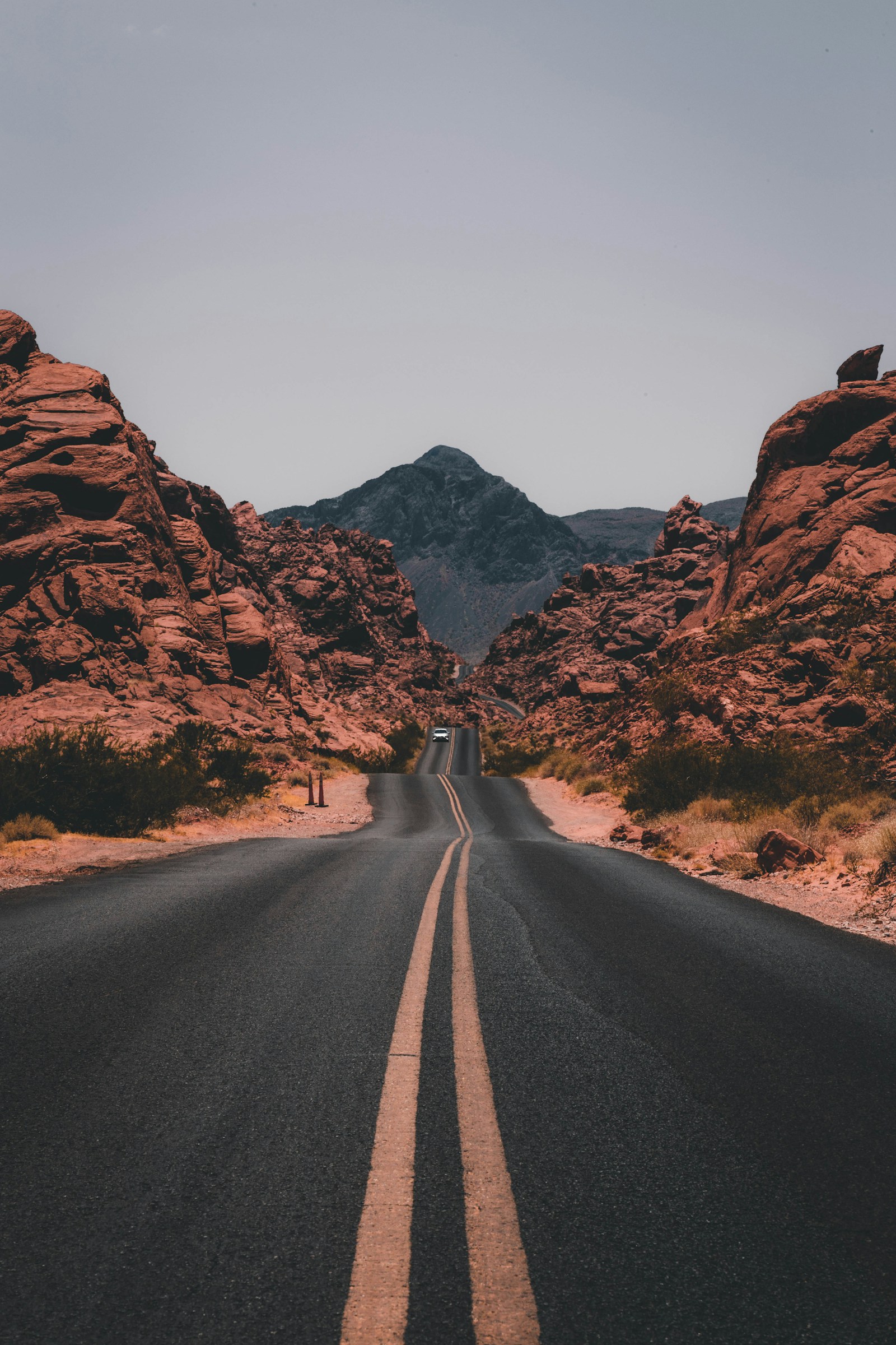 A road through a desert landscape